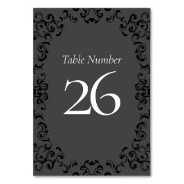 Graue und schwarze Swirl Gothic Wedding Tischnummer