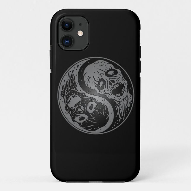 Graue und schwarze Yin Yang Zombies Case-Mate iPhone Hülle (Rückseite)