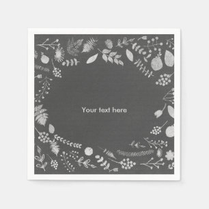 Graue und silberne Blumenhochzeitsservietten Serviette