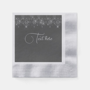 Graue und silberne Spitzen elegante, funkelnde Ser Serviette