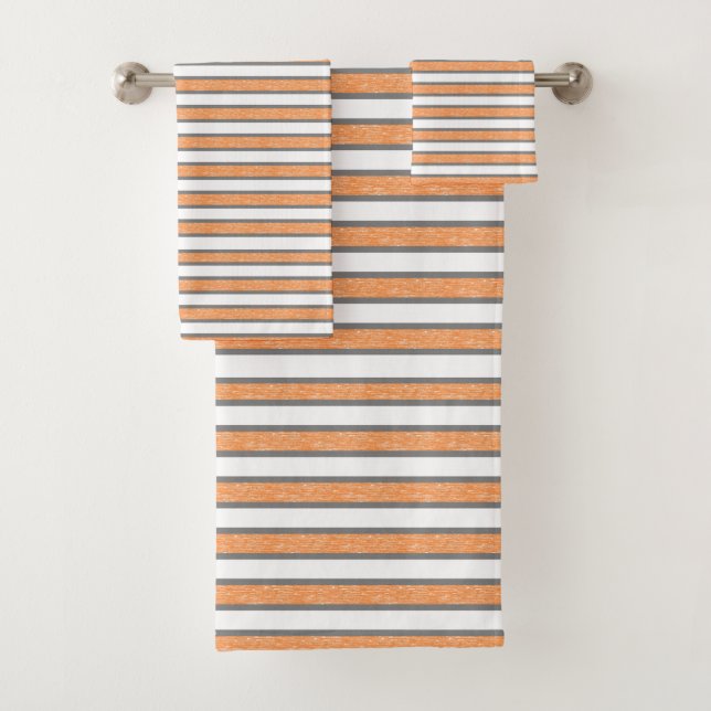 Graue und statisch-orange Streifen Badhandtuch Set (Insitu)
