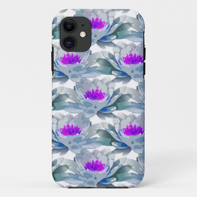 Graue und violette Blumenmuster Case-Mate iPhone Hülle (Rückseite)