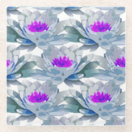 Graue und violette Blumenmuster Glasuntersetzer