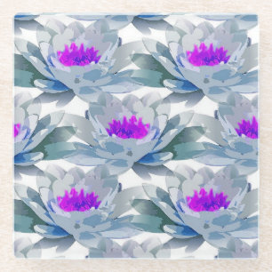 Graue und violette Blumenmuster Glasuntersetzer