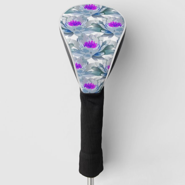 Graue und violette Blumenmuster Golf Headcover (Vorderseite)