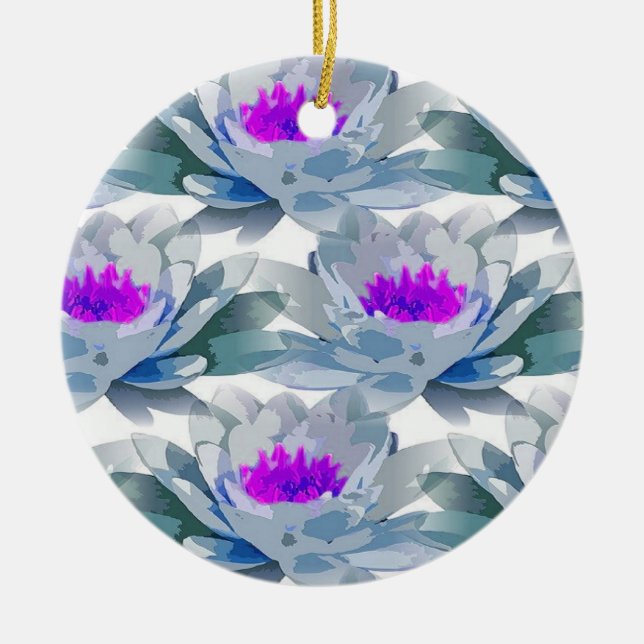 Graue und violette Blumenmuster Keramik Ornament (Vorne)