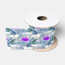 Graue und violette Blumenmuster Satinband