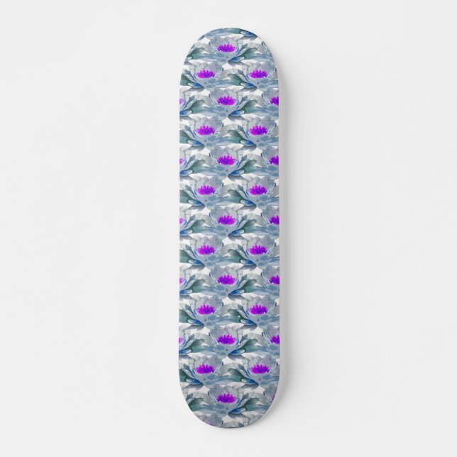 Graue und violette Blumenmuster Skateboard (Vorne)