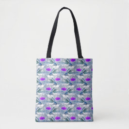 Graue und violette Blumenmuster Tasche