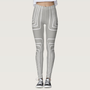 Graue und weiße afrikanische Linien Leggings