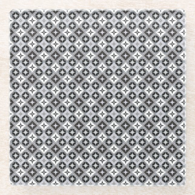 Graue und weiße Designs Glasuntersetzer (Vorderseite)