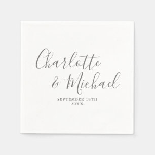 Graue und weiße elegante Signature-Hochzeit Serviette