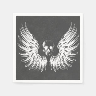 Graue und weiße Felsen-Engelsflügel-Totenkopf Serviette
