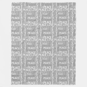 Graue und weiße FriedensLiebe Fleecedecke