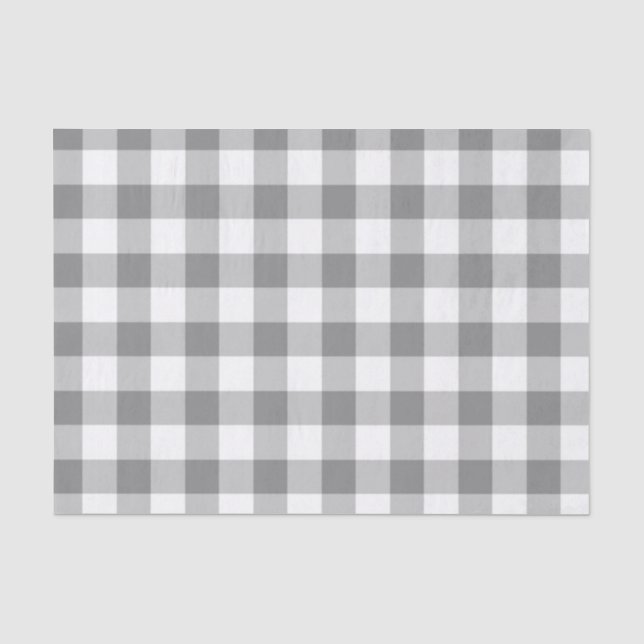 Graue und weiße Gingham-Karo-Muster Seidenpapier (Vorderseite)