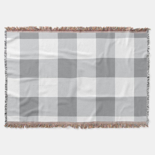 Graue und weiße Gingham-Muster Decke (Vorderseite)