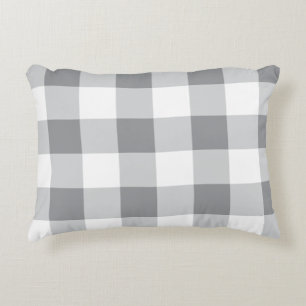 Graue und weiße Gingham-Muster Dekokissen