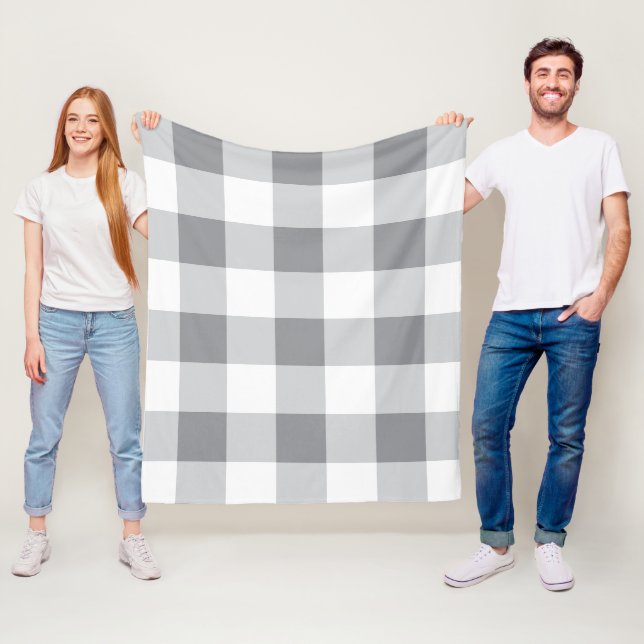 Graue und weiße Gingham-Muster Fleecedecke (Beispiel)