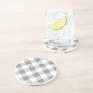 Graue und weiße Gingham-Muster Getränkeuntersetzer