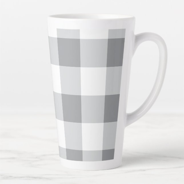 Graue und weiße Gingham-Muster Milchtasse (Rechts)