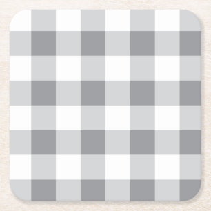 Graue und weiße Gingham-Muster Rechteckiger Pappuntersetzer