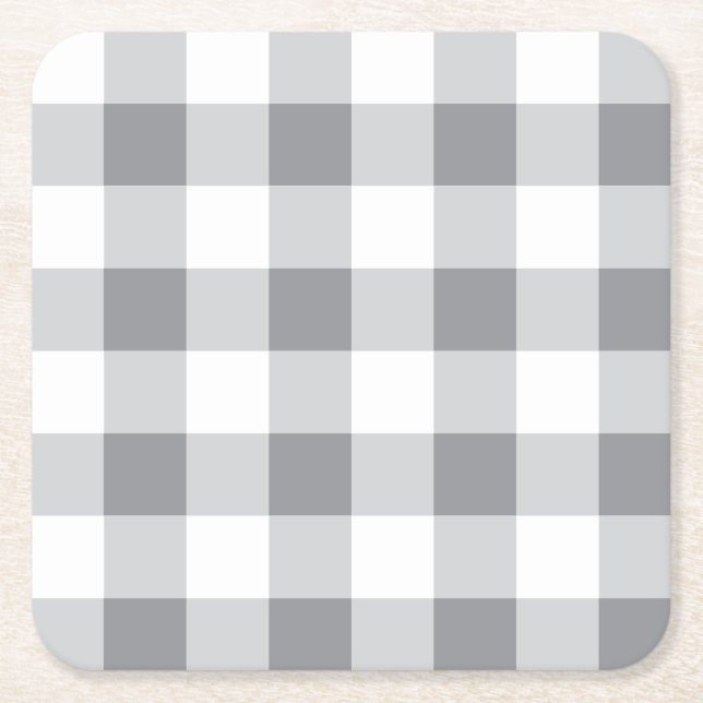 Graue und weiße Gingham-Muster Rechteckiger Pappuntersetzer (Vorderseite)