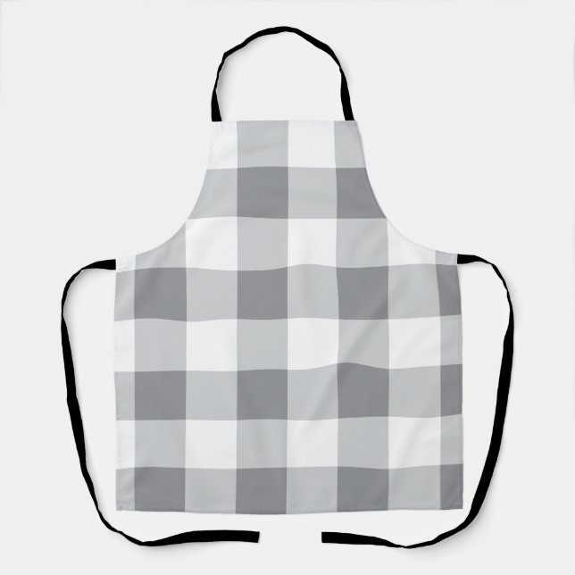Graue und weiße Gingham-Muster Schürze (Vorderseite)