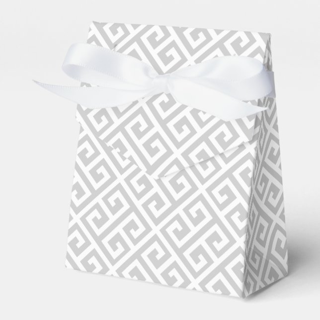 Graue und weiße griechische Schlüsselmuster - Gefä Geschenkschachtel (Vorderseite)