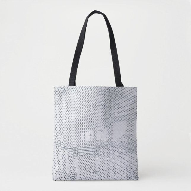 Graue und weiße, karierte Spinnstoffe Tasche (Vorderseite)