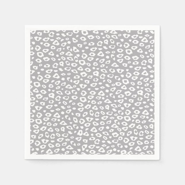 Graue und weiße Leopardrucke Serviette (Vorderseite)