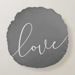 Graue und weiße Liebe Minimalistisch Rundes Kissen
