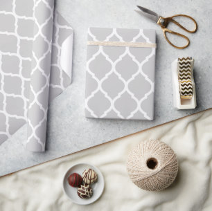 Graue und weiße marokkanische Quatrefolie Geschenkpapier