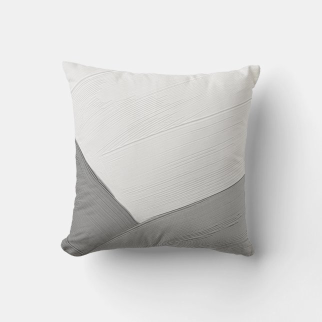Graue und weiße Minimalistische Abstrakt Kissen (Vorderseite)