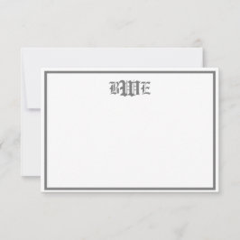 Graue und weiße Mit Monogramm Flachnotizkarte Einladung