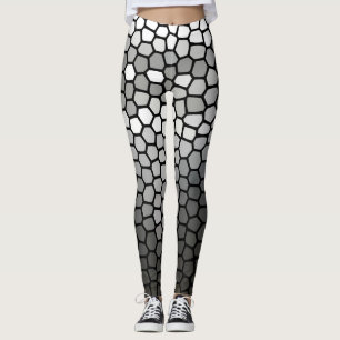 Graue und weiße moderne geometrische Honigwabenkr Leggings