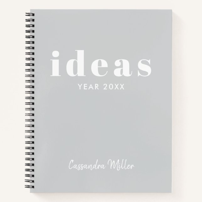 Graue und weiße moderne Personalisierte Skizze Notizbuch (Vorderseite)