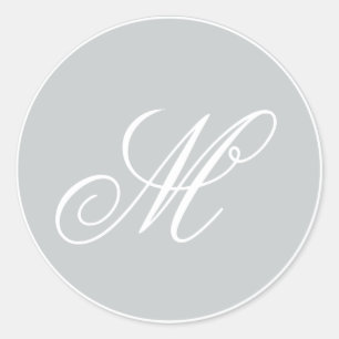 Graue und weiße Monogrammschrift Runder Aufkleber