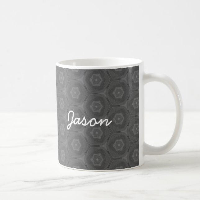 Graue und weiße Name-Geschenk-Sammlung JASONS Kaffeetasse (Rechts)
