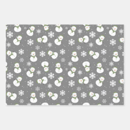Graue und weiße Niedliche Winterschneeflocken Geschenkpapier Set