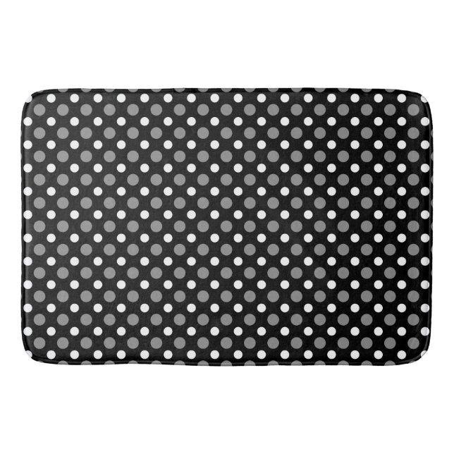 Graue und weiße Polka Dots Badematte (Vorderseite)