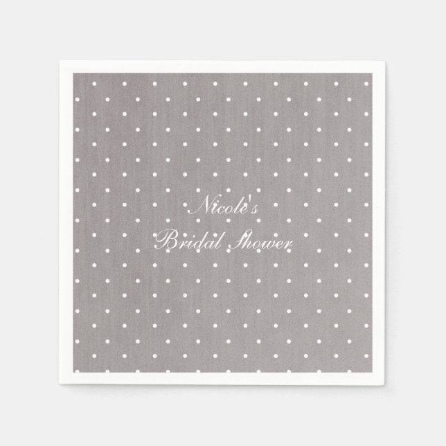 Graue und weiße Polka Dots Moderne Eleganz Serviette (Vorderseite)