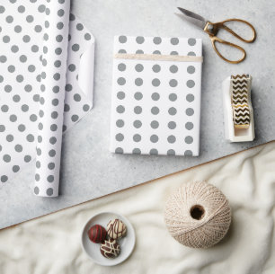Graue und weiße Polka-Punkte gepunktetes Muster Geschenkpapier