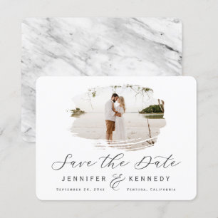 Graue und weiße romantische Rahmen mit Foto Save The Date