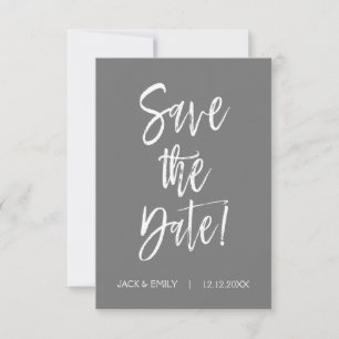 Graue und weiße Save the Date-Karte Date