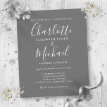 Graue und weiße Schriftzeichen-Einladung<br><div class="desc">Diese elegante,  grau-weiße Hochzeitseinladung mit ihren charakteristischen Stilnamen kann mit Ihren Informationen in chic graue Schrift personalisiert werden. Entwickelt von Thisisnotme©</div>