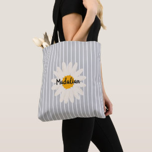 Graue und weiße schwedische Retro-Streifen mit Mon Tasche