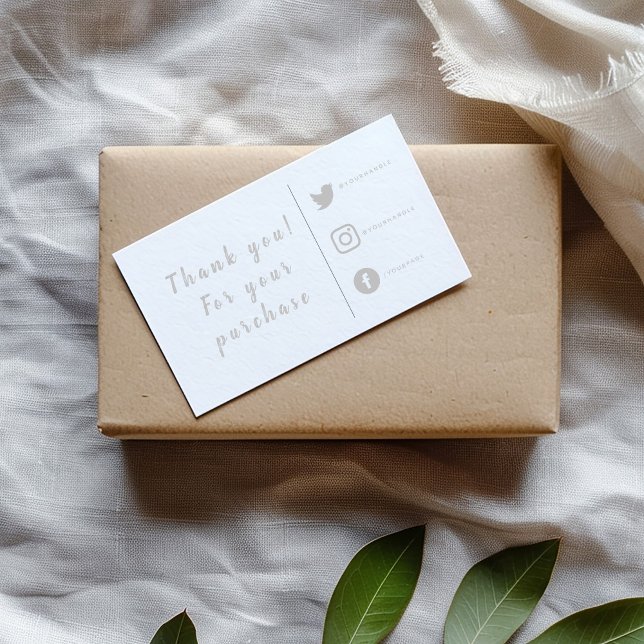 Graue und weiße soziale Verknüpfungen Karten einfü (Gray and white enclosure card with social media to say thank you to your customers )