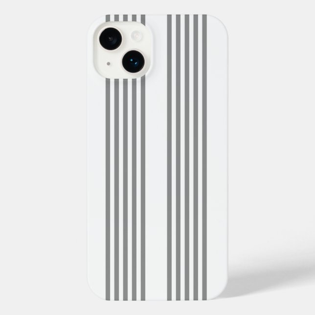 Graue und weiße Streifen iPhone 14 Plus Hülle (Rückseite)