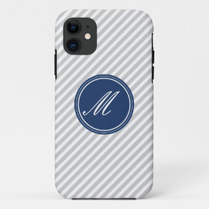 Graue und weiße Streifen mit Monogramm iPhone 5 Fa 11 Hülle