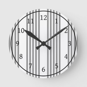 Graue und weiße Streifen Runde Wanduhr